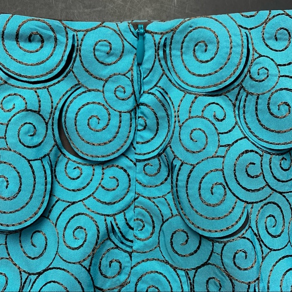Sevier Skirts custom skirt, aqua and brown swirls with cutouts - Picture 6 of 8